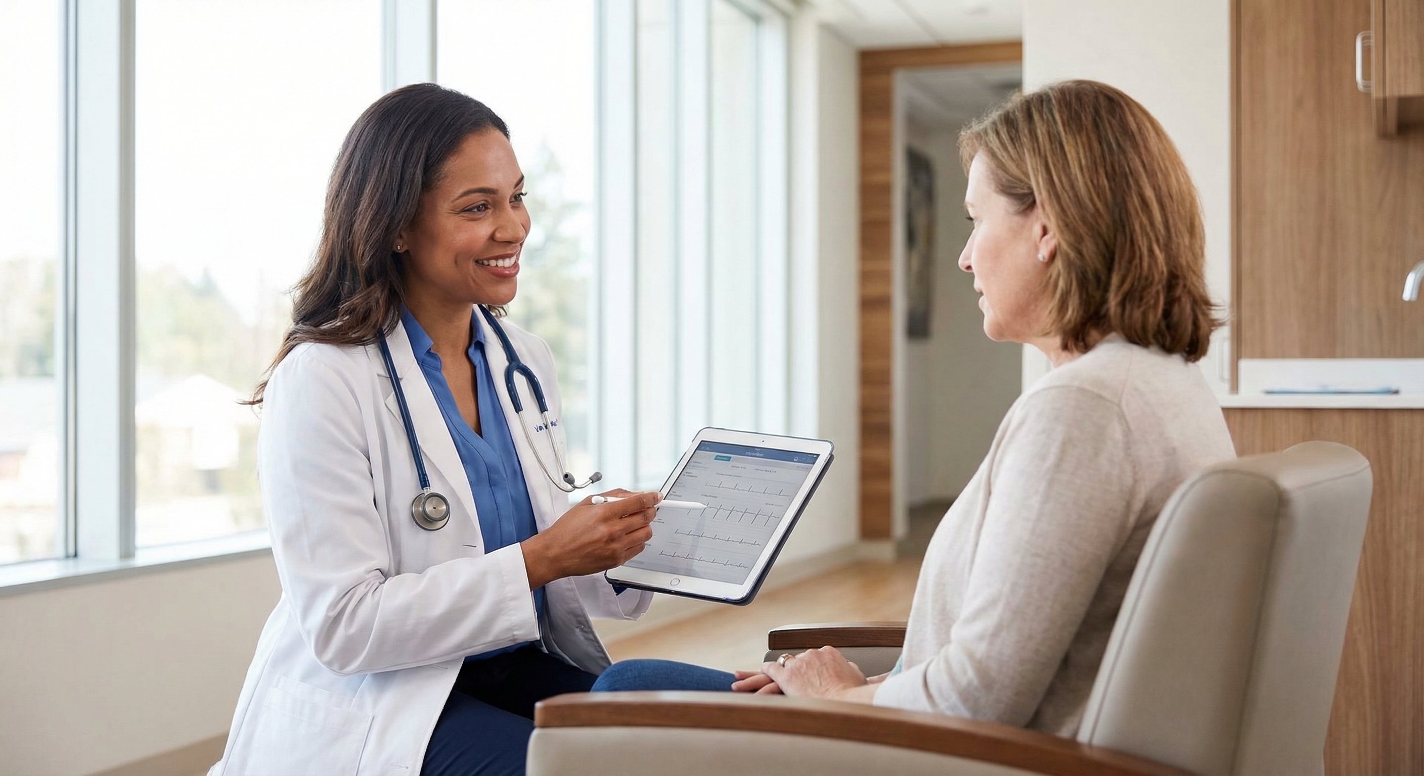 Doctor explaining medical chart to patient