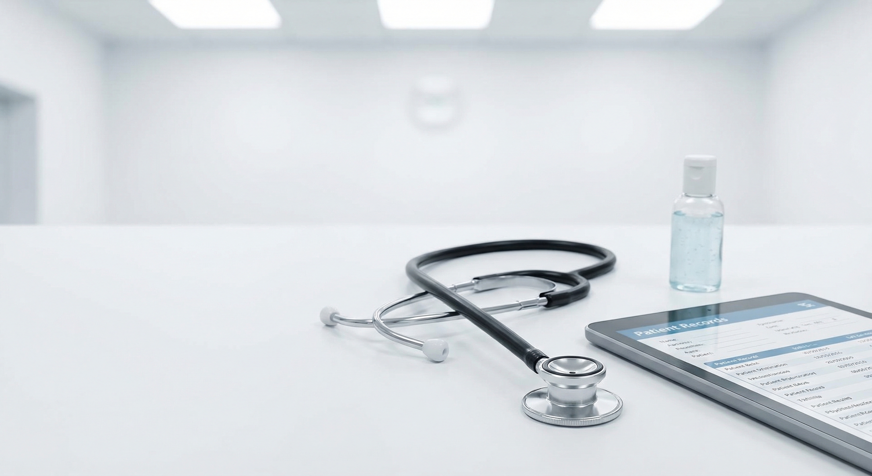 Medical stethoscope on modern desk
